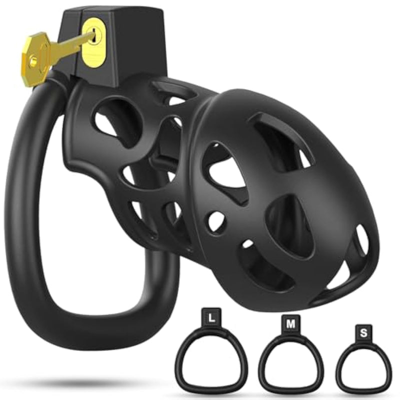 Chastity Cage Device For Men, Lightweight Cock Cage Chastity Devices Invisible Lock For Men Penis Training, Penis Cage With 3 Sizes Rings & 2 Key, Bondage Gear & Accessories Adult Sex Toys