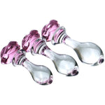3Pcs Crystal Rose Glass Butt Plug Set, Small Medium Big Anal Plug Kit Anus Training Masturbation Pink Anal Butt Expander Sex Slave Adult Sex Toy For Men Women Gay