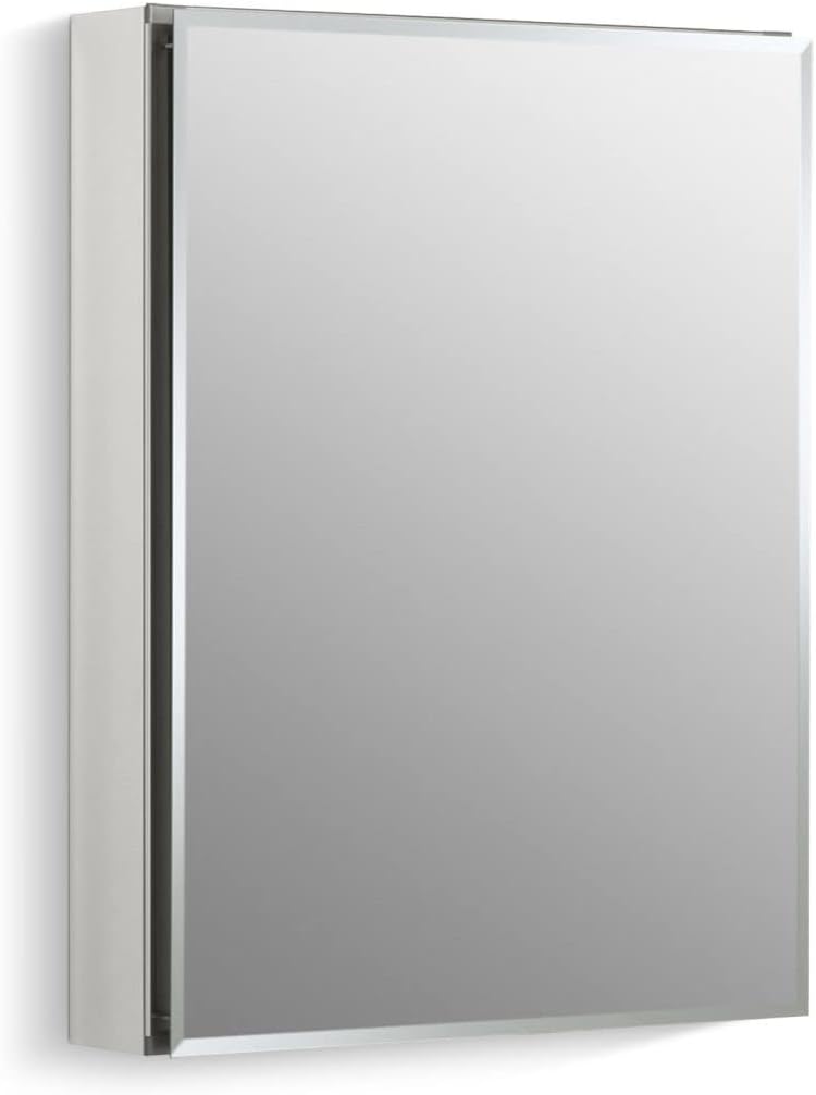 CB-CLC2026FS 20" W x 26" H Single-Door Bathroom Medicine Cabinet with Mirror, Recessed or Surface Mount Bathroom Wall Cabinet, Beveled Edges,Silver