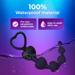 Anal Black Plug Cute Silicone Flexible Anal Chain Butt Plug With 6 Gradual Balls And Pull Loop (Black)