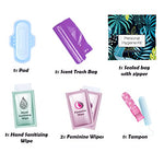 Menstrual Kit All-in-One | Convenience on The Go | Single Period Kit Pack for Travelling, Tweens & Teenagers | Individually Wrapped Feminine Hygiene Products (Blue Forest)