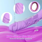 Thrusting Vibrator Dildo, 7 Pulsation & 7 Vibration Modes Sex Toy, Rechargeable Silicone G-Spot Adult Toys with Handle Ring, 8.3" Waterproof Realistic Dildos for Women, Men & Couples (Purple)