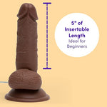Lifelike Vibrating 5 inch Realistic Dildo for Women, Brown