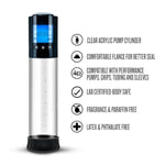 Blush Performance Vx10 Smart Penis Pump 11.75” - Rechargeable Cock Enlargement Pump For Men W/Memory Settings - Lcd Screen, Quick-Release, Measurement Marks - Male Size Enhancer - (Clear Sleeve)