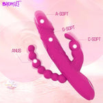 3 In 1 Realistic Dildo Bendable Rabbit Vibrator Anal Beads Women Adult Sex Toys10 Vibration Modes G-Spot, Clitoral, Anal Stimulation For Couples, Women