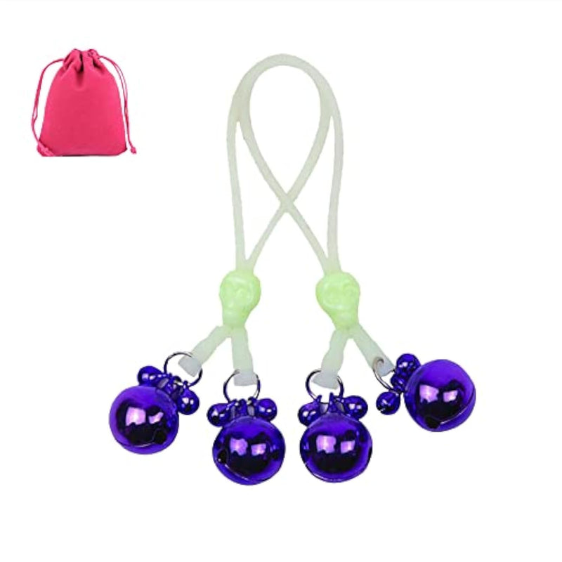 Adjustable Nipple Clips With Bells Luminous Non Piercing Breast Nipple Clamps Skull Noose Nipple Jewelry (Green Purple)