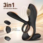 Vibrating Cock Ring Sex Toys For Men - 4 In 1 Penis Ring Perineum & Clitoral & G-Spot &Testicle Massage Stimulator With 10 Modes Adult Toy For Longer Harder Stronger For Male Female Couples Pleasure