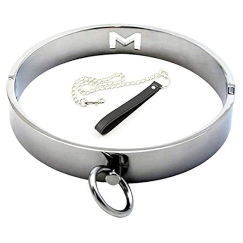Metal BDSM Choker with Adjustable Nipple Clamps and Clit Clip for Couples, Silver Finish