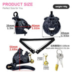 Wearable Monster-Shaped Resin Chastity Device With Bell, Waterproof, Ergonomic, 3-Color Options, 5-Size Rings, And Mini Lock - Discreet And Secure (Frrk-3148, Black Belt)