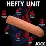 Jock Extra Long 1.5" Penis Extension Sleeve For Men & Couples. Gain Size In Seconds! Realistic Feel With Textured Sheath, Smooth And Snug Wear, Custom Length. Body-Safe Tpe. 1 Piece, Medium