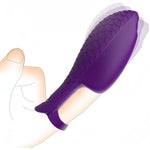 Fish Scale Finger Set Silicone 10 Frequency Vibration Finger Shaker Couple Flirting Massage Alternative Finger Set,Purple