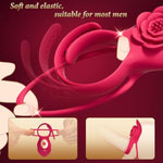 Vibrating Cock Ring Sex Toys - Adjustable Penis Ring With Rose Clitoral Stimulator Couples Vibrator, 9 Vibration Modes Adult Toys For Men Women, Rose Sex Toy Vibrators For Anal Nipple