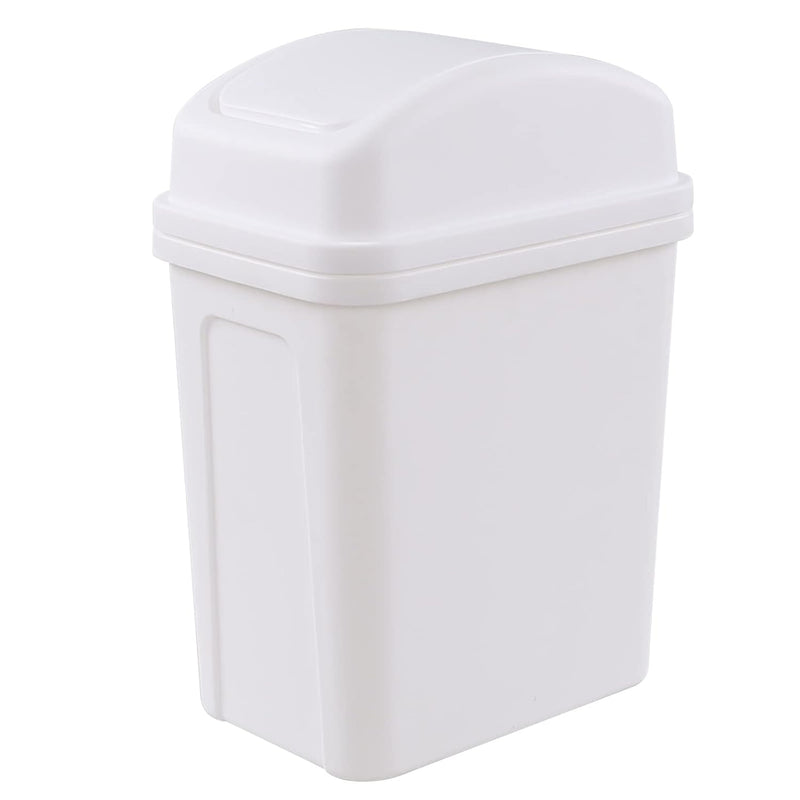 Idotry 1.8 Gallon White Swing Top Garbage Can, Plastic Small Trash Can With Swin