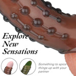 Reusable Penis Sleeve For Men, Ultra-Soft Open Tip Cock Sleeve With Ball Stretcher Penis Ring Extender Enlargement Girth Enhancer, Delay Ejaculation, Body-Safe Material Male Sex Toys - Black