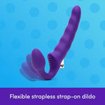 Realistic Vibrating Strapless Strap On Dildo for Women, Purple