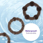 Triple Cock Ring Set - Stretchy Textured Penis Rings - Beginner Friendly & Waterproof - 3 Pack - Black