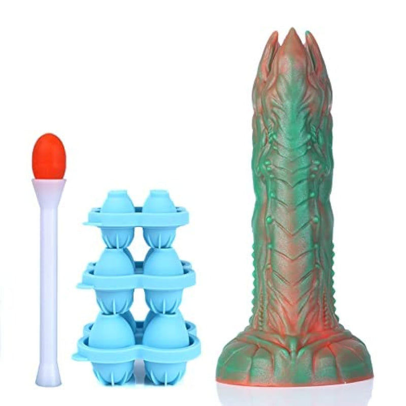 6.7 Inches Audrey Ii Ovipositor Realistic Silicone Dildo With Strong Suction Cup, Sex Toy Anal Butt Plug With Egg Models And Booster