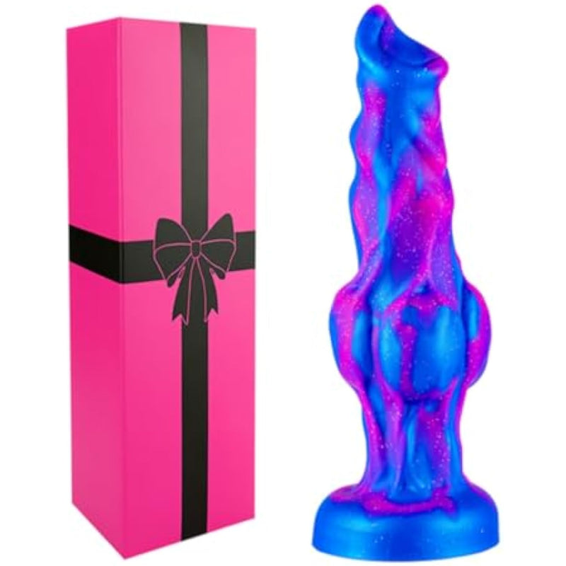 6 Inch Silicone Small Wolf Dog Knot Dildo For Women Beginner, 5" Realistic Animal Monster Thin Knotted Anal Dildo With Suction Cup, Fantasy Blue Purple Canine Furry Dildos Alien Sex Toy For Men Gay