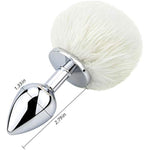 Bunny Tail Anal Plug, Metal Butt Plug With White Fluffy Rabbit Tail For Anal Sex Toys For Women Fun Sex Games (Medium)
