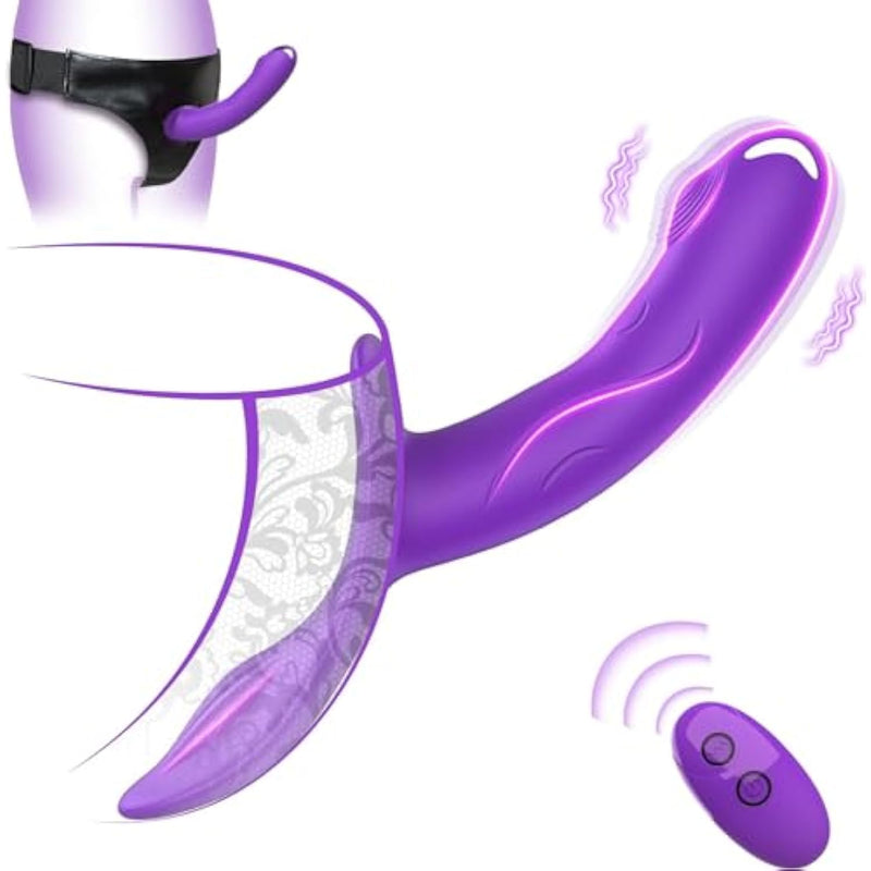 Strap-On Vibrating Dildo, Adjustable Harness Vibrator With 7 Vibration Modes, Remote Control Panty Clitoral Vibrators, Wearable Harness Strap-On Sex Toys For Female Couple Lesbians…