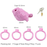 Chastity Device In The Shape Of A Foreskin Fake Chastity Cage With 4 Rings And 2 Keys For Male Penis Bondage Adult Sex Toy (Pink,Large)