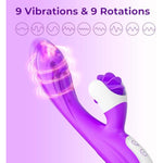 2In1 G Spot Vibrator Sex Toys For Women And Couple, Thrusting Body-Safe Silicone Vibrator Rabbit With 9 Rotating & 9 Vibrating Modes, Waterproof Realistic Dildo For Clitoral Stimulation (M)