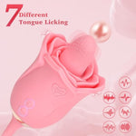 Rose Sex Toys For Women,3 In1 Rose Clitoral Stimulator For Adult Toys With 360 Tongue Rotating And Dildo Vibrator,Sex Novelties Toy For Clit Vibrator,Sexual Pleasure Tools For Women