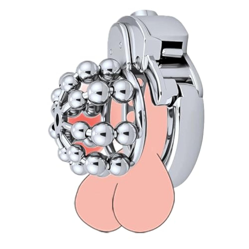 Male Chastity Cage Metal Cock Cage Chastity Device With 7-Level Adjustable Cock Ring And Button Lock Penis Exerciser Penis Cage For Couple Men Adult Sex Toys Games