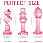 3 Pcs Set Glass Butt Toys Anus Beads Anal Trainer Dildo Crystal Butt Plug Kit S&M Adult Gay Anal Plugs Women Men Sex Gifts Things For Beginners Couples - Pink