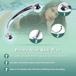 G-Spot Prostate Massager Anal Plug Double Dildo Metal Curved Butt Plug Both Ends Different Anal Training Sex Toys For Men Women Couples Masturbation (L)