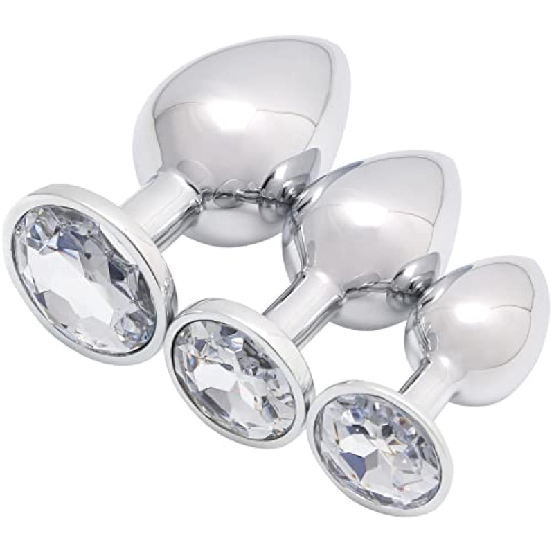 3 Pcs Luxury Jewelry Design Fetish Anal Butt Plug (White)