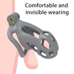 Chastity Cage 2.0 Male Chastity Cage Resin Cock Cage, Male Chastity Device With 4 Rings, Penis Bondage Exercise Male Sex Toy Penis Lightweight Chastity Cage Gray (Small), Invisible Lock And Key