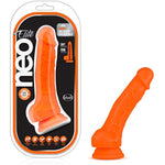 Neo Elite Platinum Cured Purio Adult Sex Toy - 7.5 Inch Sensa Feel Ultra Soft Dual Density Dildo Ultrasilk Smooth - Suction Cup For Hands Free Play, Women Men Couples - Neon Orange