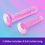 Strap On Dildo Harness Kit - 2 Realistic Strap On Dildos For Pegging - 6 Inch & 8 Inch With Flared Bases - Includes 3 O-Rings & Adjustable Harness - Waterproof - Purple