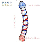 Crystal Glass Dildo Penis Anal Beads Butt Plug,Crystal Glass Pleasure Wand Dildo Penis With Blue Raised Spiral Texture Mushroom Tip Anal Butt Plug Sex Factory For Men Women(Style 2)