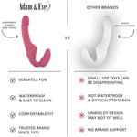 Eve Vibrating Strapless Strap On Dildo, 9 Vibration Modes, Adult Toy, Anti Slip Silicone Insertable Double Ended Vibrating Sex Toy For Women & Lesbian Couples, Anal Strapon Dildo, 5", Pink