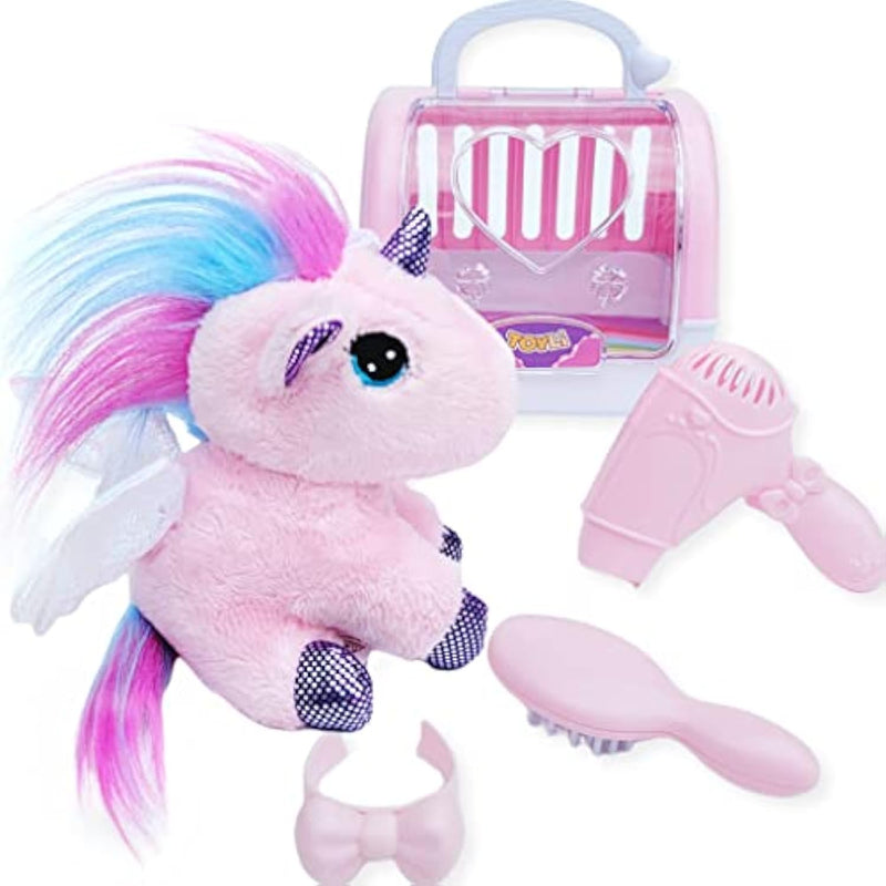 Plush Unicorn With Carrier Cage 5 Piece Toy Set, Stuffed Animal For Girls, Unicorn Gift, Stuffy