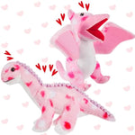 2 Pcs Valentine'S Day Stuffed Animals Toy Love Plush Dinosaur Stuffed Animal Holding Heart Kawaii Pink Dinosaurs For Boys Girls Xmas Gift Soft Dinosaur Plush For Valentine Party(Cute)