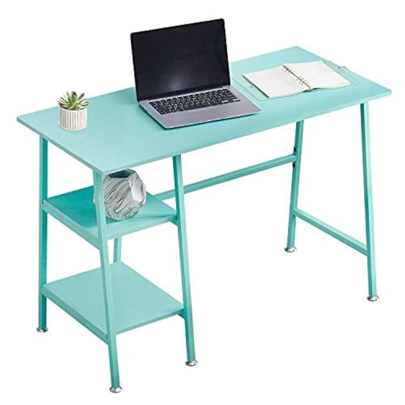 Computer Writing Desks Wooden Study Table With 2 Tier Storage Shelves On Left
