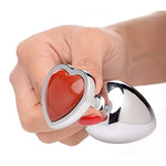 Authentic Red Jasper Gemstone Heart Anal Plug - Medium