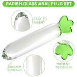 4Pcs Crystal Glass Radish Shaped Anal Butt Plug Set - Smooth Big Butt Plugs Anus Training Kit, Anus G-Spot Masturbation Prostate Massager Adult Bdsm Slave Games Sex Toys For Women Men Couples Lovers