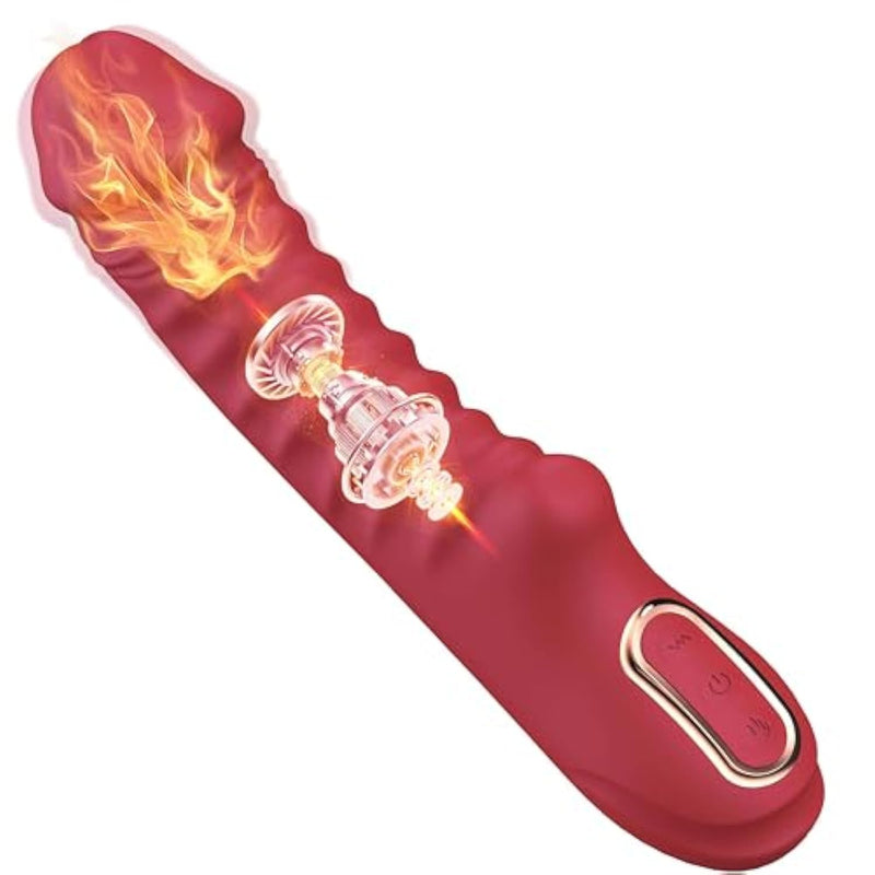 Clitoral G-Spot Powerful Vibrator, Waterproof Dildo Clit Stimulator With Multiple Vibration Modes, Softer And Flexible Sex Toy For Women (Burgundy Red)