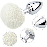 Bunny Tail Anal Plug, Metal Butt Plug With White Fluffy Rabbit Tail For Anal Sex Toys For Women Fun Sex Games (Medium)