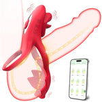 Vibrating Cock Ring Couples Sex Toys Vibrating Penis Ring Vibrator With 9 Vibration Male Adult Sex Toys For Men Women, App Clitoral Testicles Stimulator Cockring Male Female Sex Toy (Red)