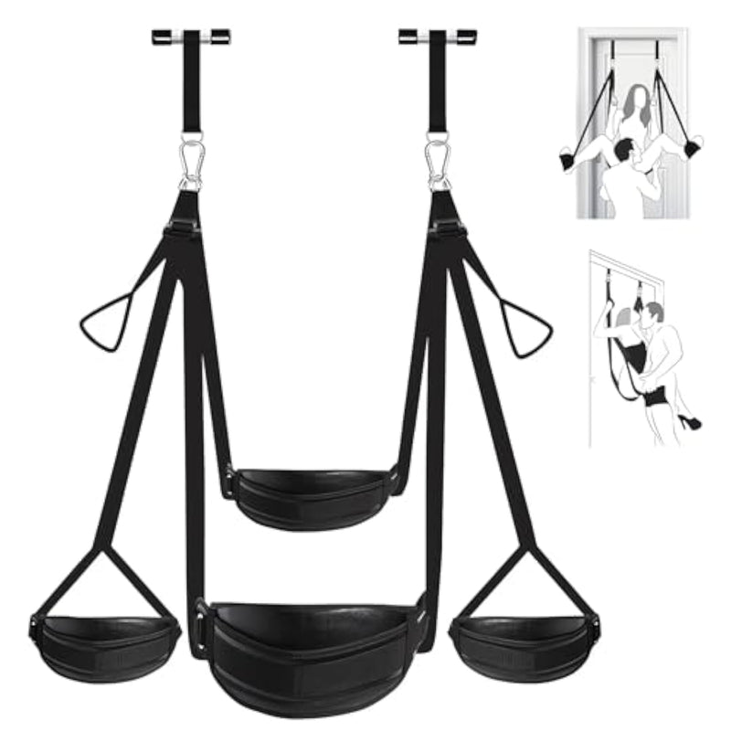 Sex Swing Sex Toys Adjustable Bondage Slave Upgrades Two Widen Leather Soft Plush Sex Slings With Hanging Door Handcuffs, Leg Restraints, And Spreader Adult Toys For Couples Holds Up To 300Lbs