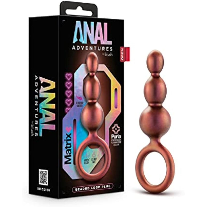 Anal Adventures Priestess Silicone Anal Plug Beads - Beaded Buttplug - Loop At Base For Easy Pull And Safety - Satin Smooth Texture Ultrasilk - Tapered Head - Sex Toy Couples