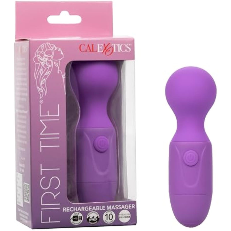 First Time Rechargeable Massager, Ipx7 Waterproof Silicone Women Vibrator Wand With 10 Function Settings Purple - Se-0003-02-3