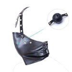 Leather Y Shape Harness Ball Gag Restraint Head Mask for Adult BDSM Bondage