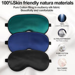 Silk Sleep Mask, Blackout Sleeping Eye Mask with Adjustable Strap 3 Pack