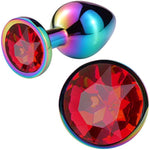 Butt Plug Colorful Metal Anal Plug Luxury Jewel Anal Trainer Set Sex Toys For Men Women Beginners (S, Red)